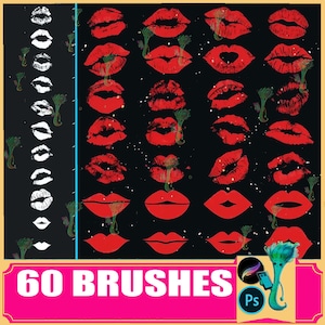 Procreate Lips Stamps: 60 Brush Set for Photoshop