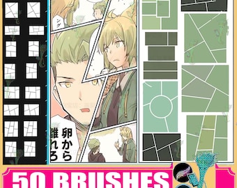 50 Manga Storyboard Brushes: Procreate & Photoshop
