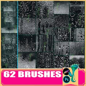 Realistic Rain Brush Set: 62 Photoshop & Procreate Ipad Brushes