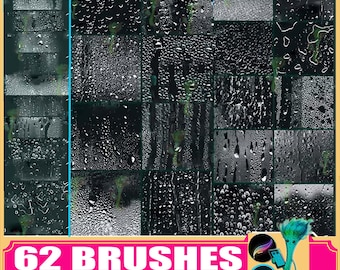 Realistic Rain Brush Set: 62 Photoshop & Procreate Ipad Brushes