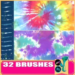 Pędzle do efektów tie-dye: sztuka abstrakcyjna, wzór bezszwowy (Procreate, Photoshop)