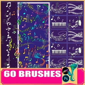 Music Note Brushes for Procreate & Photoshop: 60 Stave Symbols