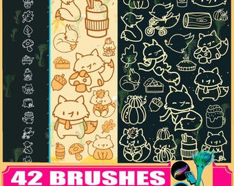 Fox Stamp Brushes: Procreate & Photoshop Watercolor Brush Set