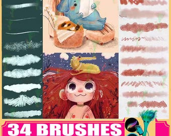 procreate brushes, crayon oil pastel graffiti  hand-painted pencil, photoshop brushes