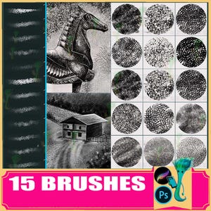 Borstelset gearceerd: schets en textuur voor Procreate, Photoshop