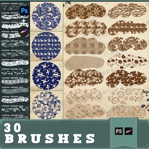 Japanese Style Pattern Brushes for Procreate & Photoshop