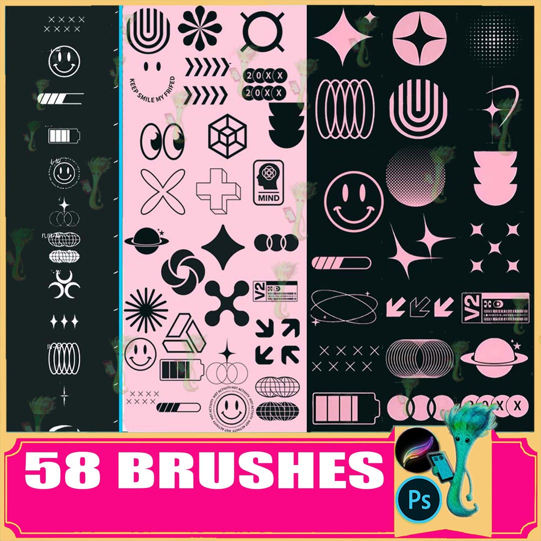 Abstract Geometric Art Brushes for Procreate & Photoshop (58) - Etsy