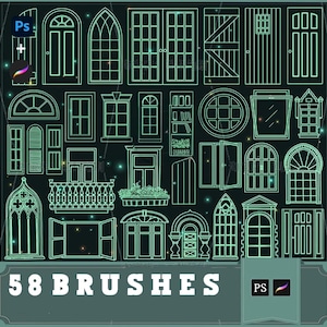 procreate brush ps brush architectural design doors and windows plane line draft window facade structure classical European style