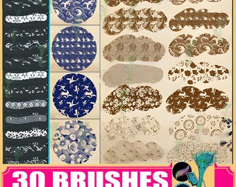 Japanese Style Pattern Brushes for Procreate & Photoshop