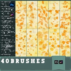 procreate Brush ps Brush Laubfall Herbstanimation Szene Pflanzenblätter fallende Landschaftsillustration Blätter, Photoshop
