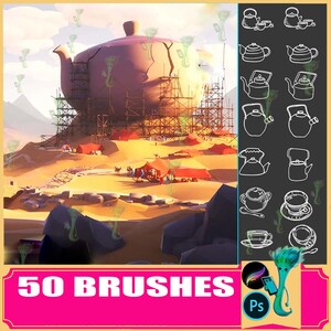 Teapot Brushes for Procreate & Photoshop: Graphic Stamps Set