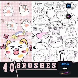 procreate brushes decoration animal expression avatar, photoshop brushes, PROCREATE CUTE