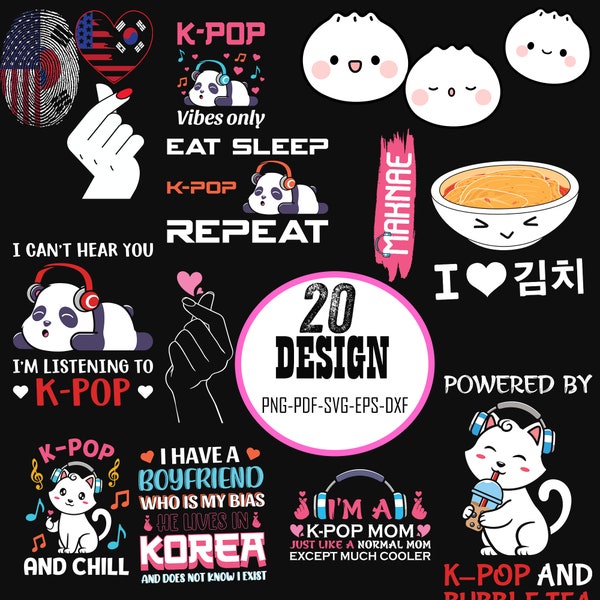 K-Culture SVG Bundle, Kpop Clipart Bundle, Kpop Svg Png Files, Kpop Heart Svg, Korean Pop Svg, K-pop Gift