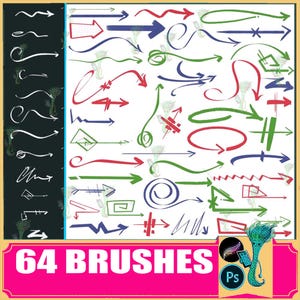 64 pinceles de flechas pintados a mano: estilo grafiti - Procreate y Photoshop