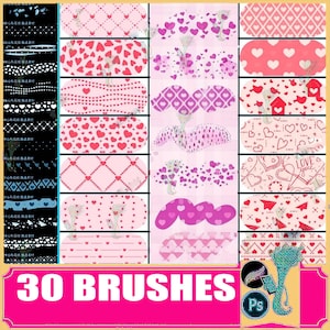 Herzförmige Texturpinsel für Procreate & Photoshop (30 Pinsel)