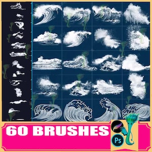 Pinceaux Sea Waves pour procréation et Photoshop (60 pinceaux)
