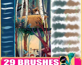 Procreate & Photoshop Brush Set: Charcoal, Noise, Texture (29 Brushes)