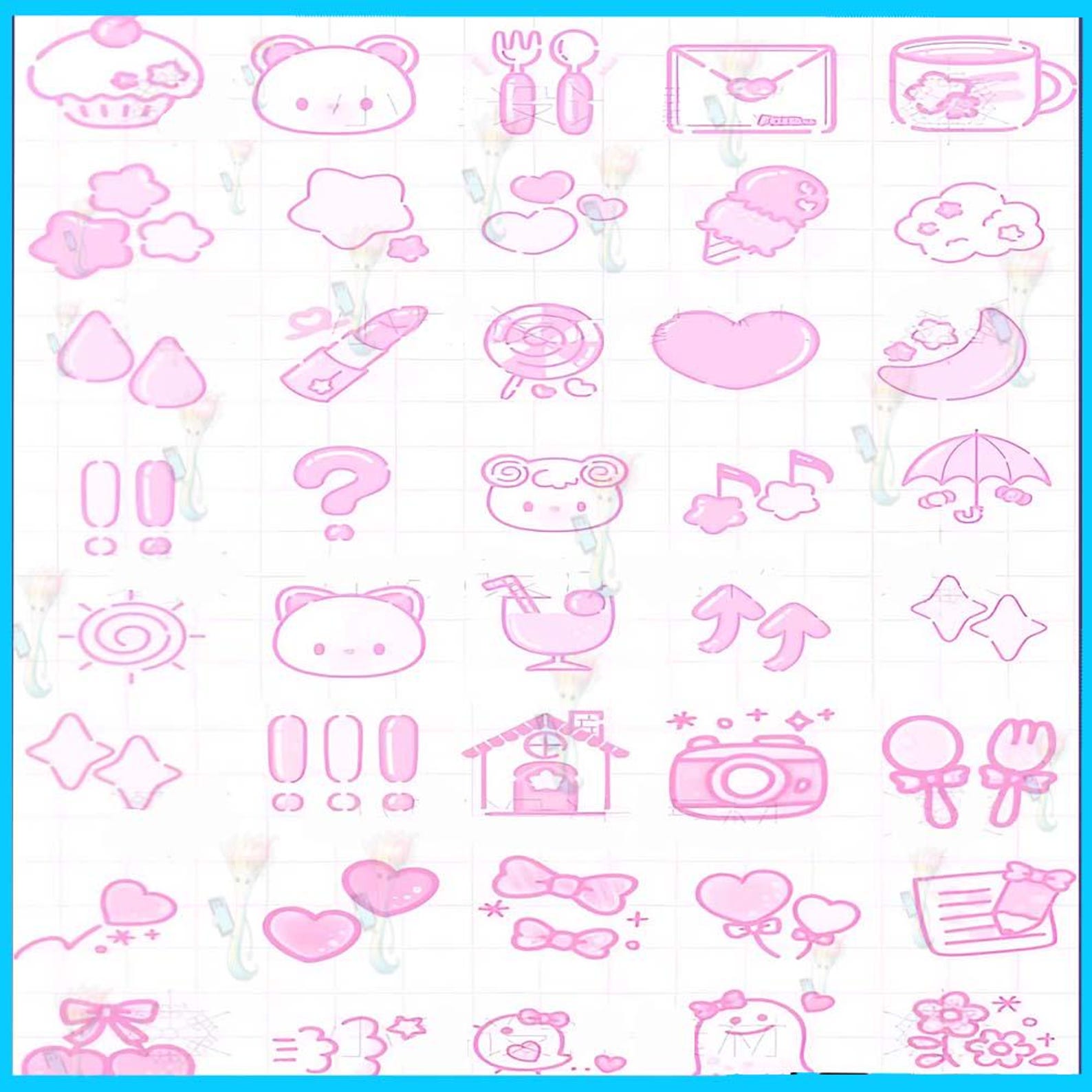 60 Procreate Brushes Cute Kawaii Drawing Kit, Photoshop, Animals Stamp ...