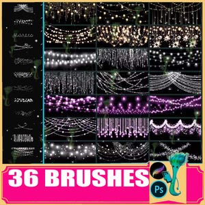 Wedding String Light Brushes for Procreate & Photoshop (36 Brushes)