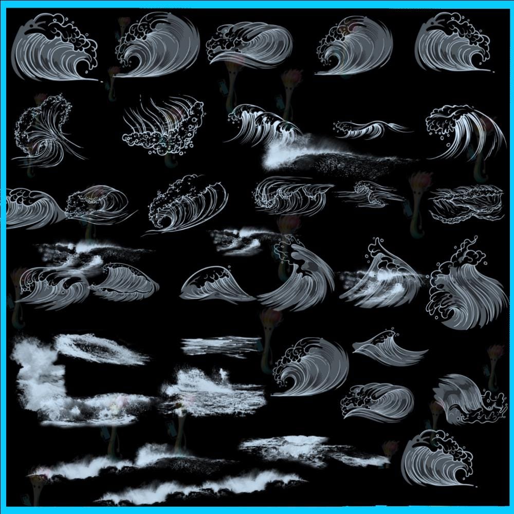 Sea Waves Brushes for Procreate & Photoshop (60 Brushes) - Etsy