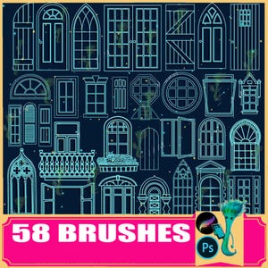 procreate Pinsel ps Pinsel Architektur Design Türen und Fenster Linien Entwurf Fenster Fassade Struktur klassisch Europäisch