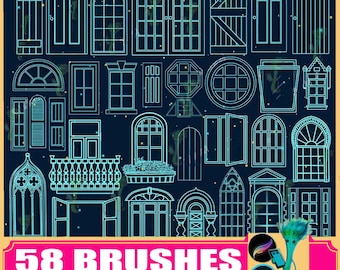 procreate brush ps brush architectural design doors and windows plane line draft window facade structure classical European style