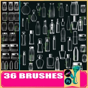 Glass Bottle Brush Set for Procreate & Photoshop (36 Brushes)