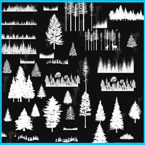 Pine Tree Silhouette Brushes: Forest Landscape (Photoshop & Procreate) image 3