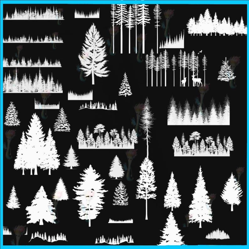 Pine Tree Silhouette Brushes: Forest Landscape (Photoshop & Procreate) image 3
