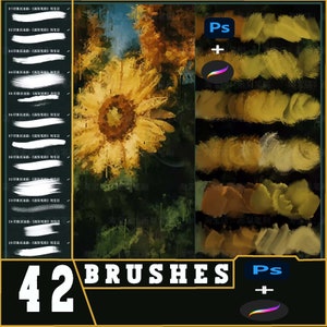 プロクリエイトブラシ印象派油絵フラット厚塗りリアルアクリル絵具グアッシュ、Photoshopブラシ