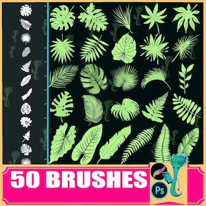 Tropical Leaf Brush Set: Plant Silhouettes for Procreate & Photoshop