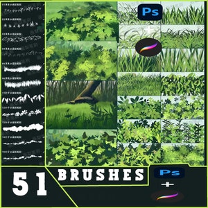 Nature Brush Set for Procreate, and for photoshop, grass, bybaobab, nature procreate,