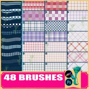 Pinceles de textura a cuadros para Procreate y Photoshop (48 pinceles)