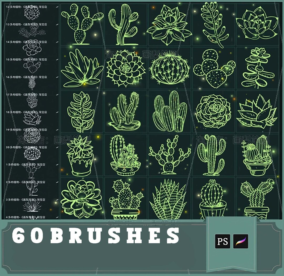 Procreate Brush Ps Brush Succulent Cactus Succulent Bonsai Potted ...
