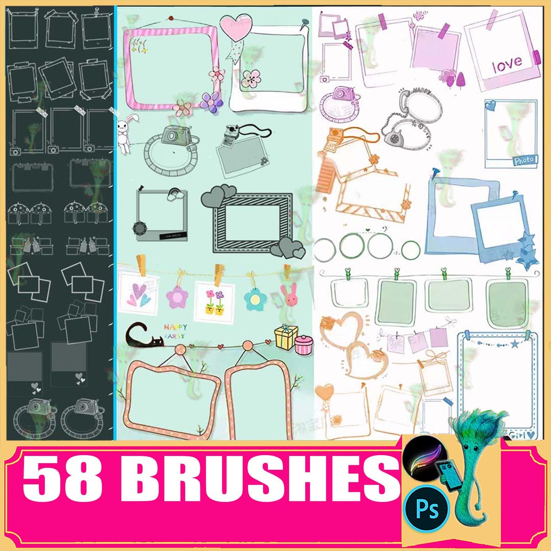 Procreate Brushes Cute Handbook Photo Frame Photo Border Cartoon Album ...