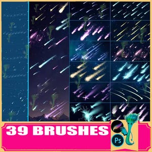 Meteor Shower Brushes: Galaxy Stars for Procreate & Photoshop