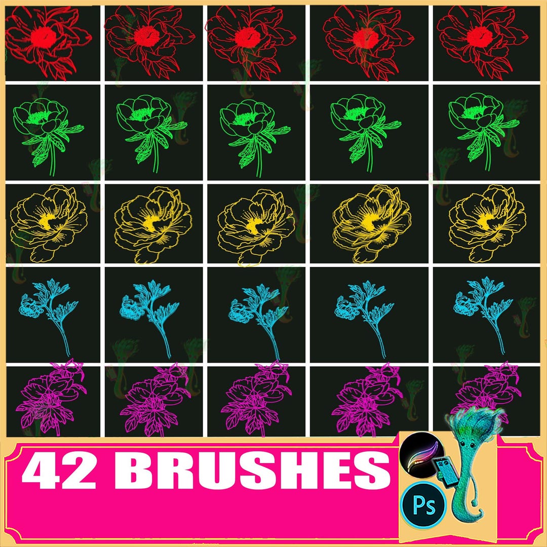 Floral Brush Set: 42 Flower Photoshop & Procreate Brushes - Etsy