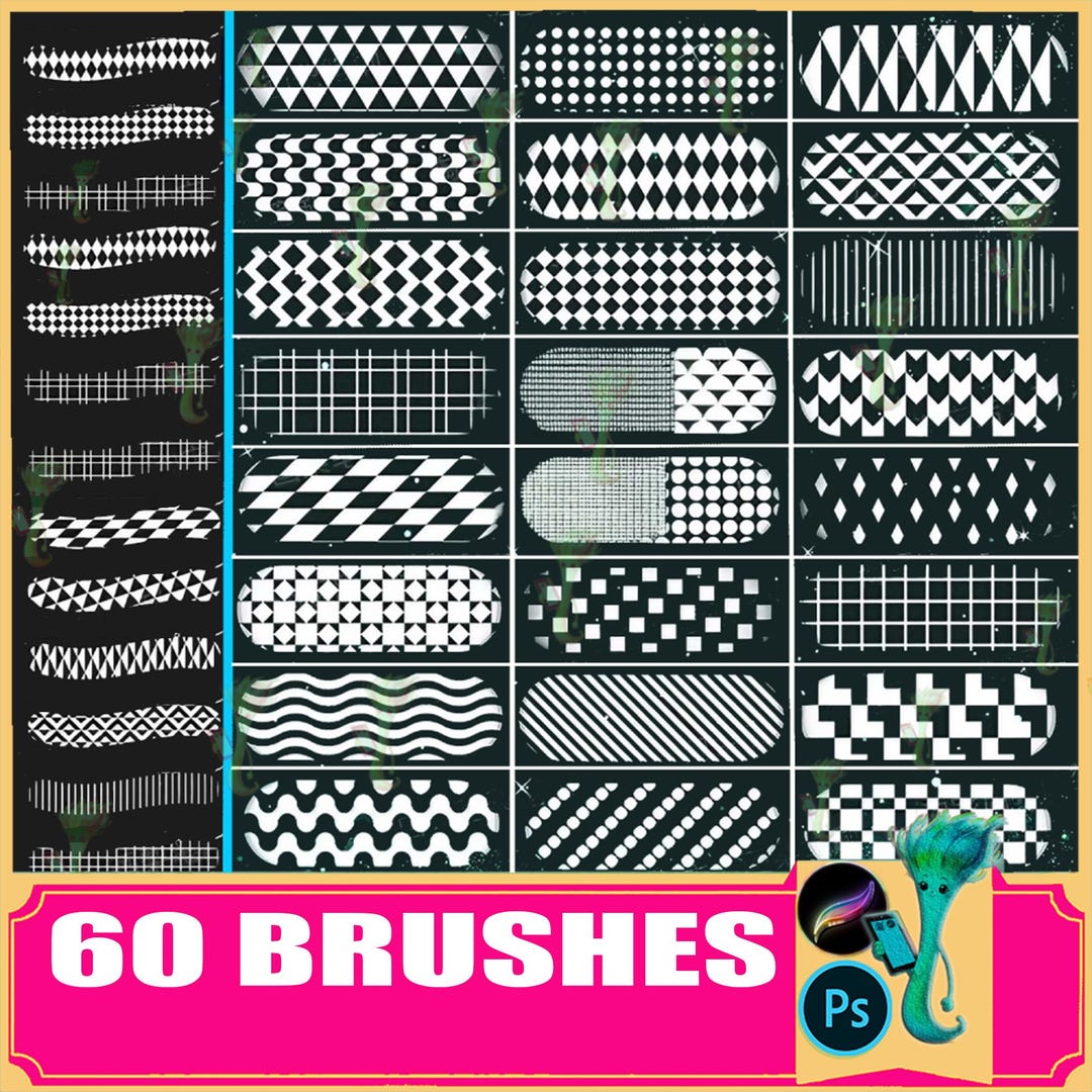 60 Geometric Texture Brushes for Procreate & Photoshop - Etsy