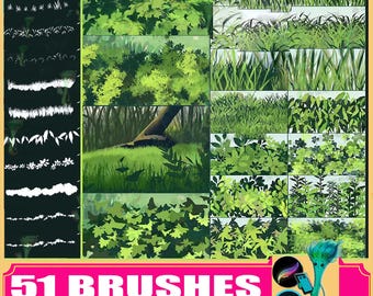 Nature Brush Set for Procreate & Photoshop: Grass Brushes