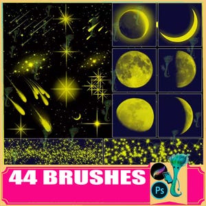 Starry Sky Brushes: Moon, Stars, Light Effects (Procreate & Photoshop)