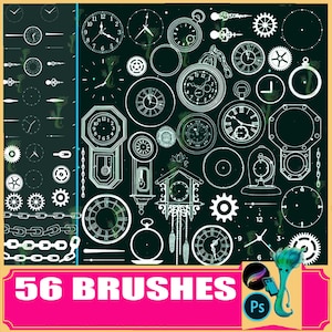 Clock Brush Set: Procreate & Photoshop Brushes (56 Brushes)
