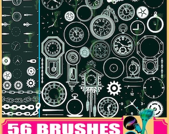 Clock Brush Set: Procreate & Photoshop Brushes (56 Brushes)