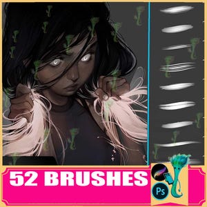 Set de pinceles para cabello negro: sellos para cabello para Procreate y Photoshop