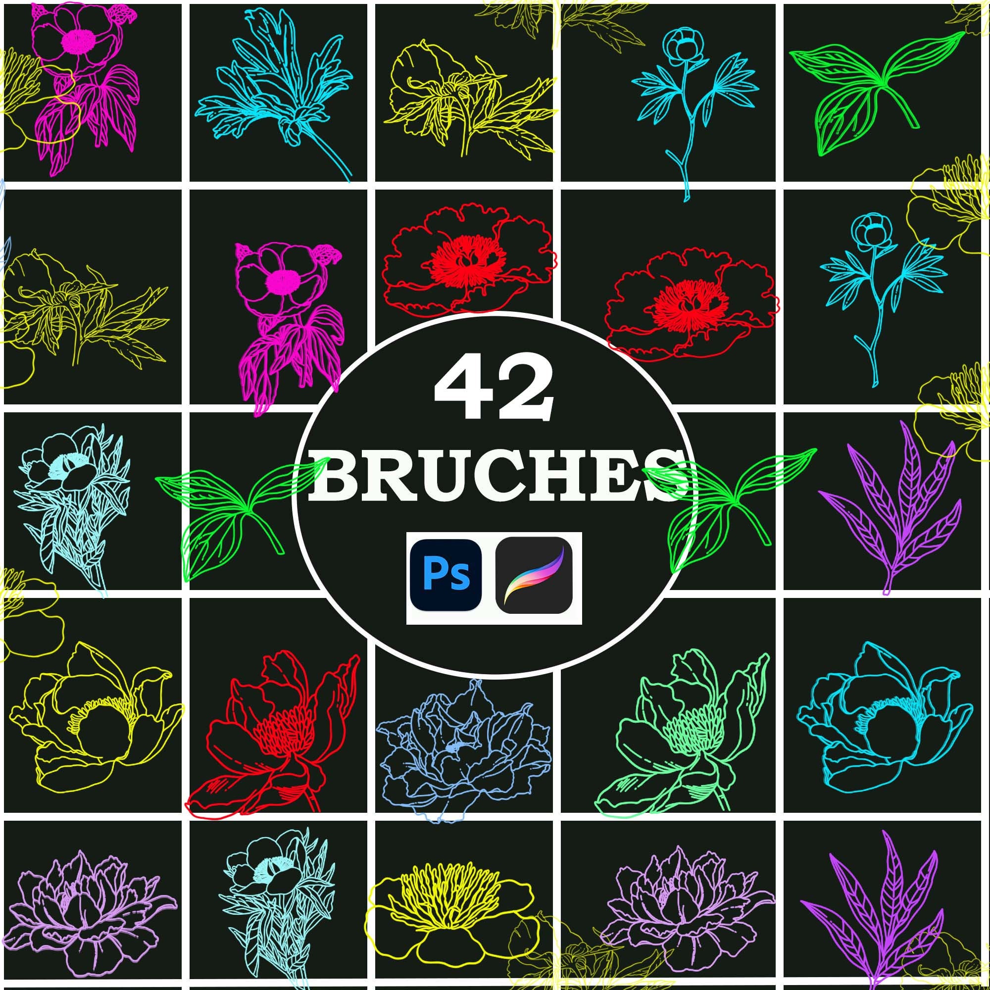 Floral Photoshop, Floral Brush, Tattoo Flower Brush, Floral patterns Brushes, Diverse ABR, Floral Photoshop