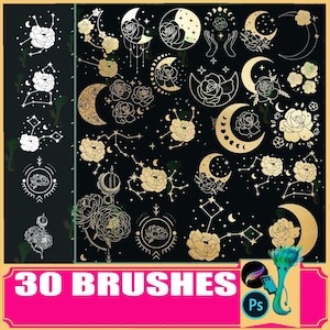 Rose Constellation Tattoo Brushes for Procreate & Photoshop