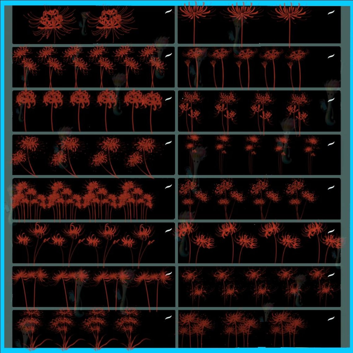 Red Spider Lily Flower Brushes: 46 Procreate & Photoshop Stamps - Etsy