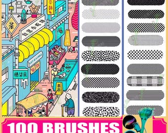 procreate brush ps brush comic wave dot graffiti dot cute texture illustration halftone dot