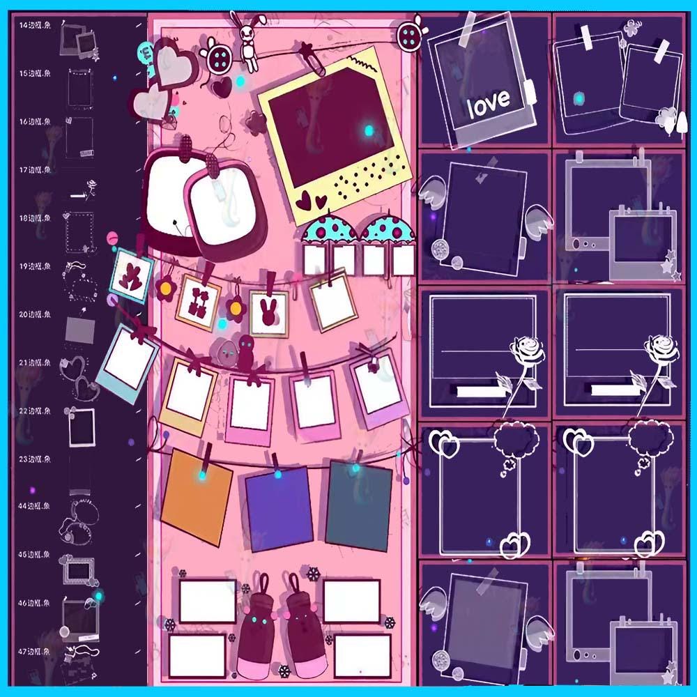 Procreate Brushes Cute Handbook Photo Frame Photo Border Cartoon Album ...