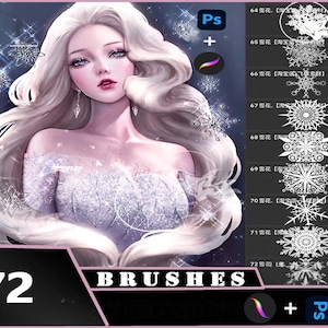 Snowflake Brushes for Procreate & Photoshop (72 Brushes)