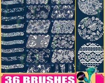 Pinceles de Procreate y Photoshop para telas de encaje: Patrones de manchas de tul